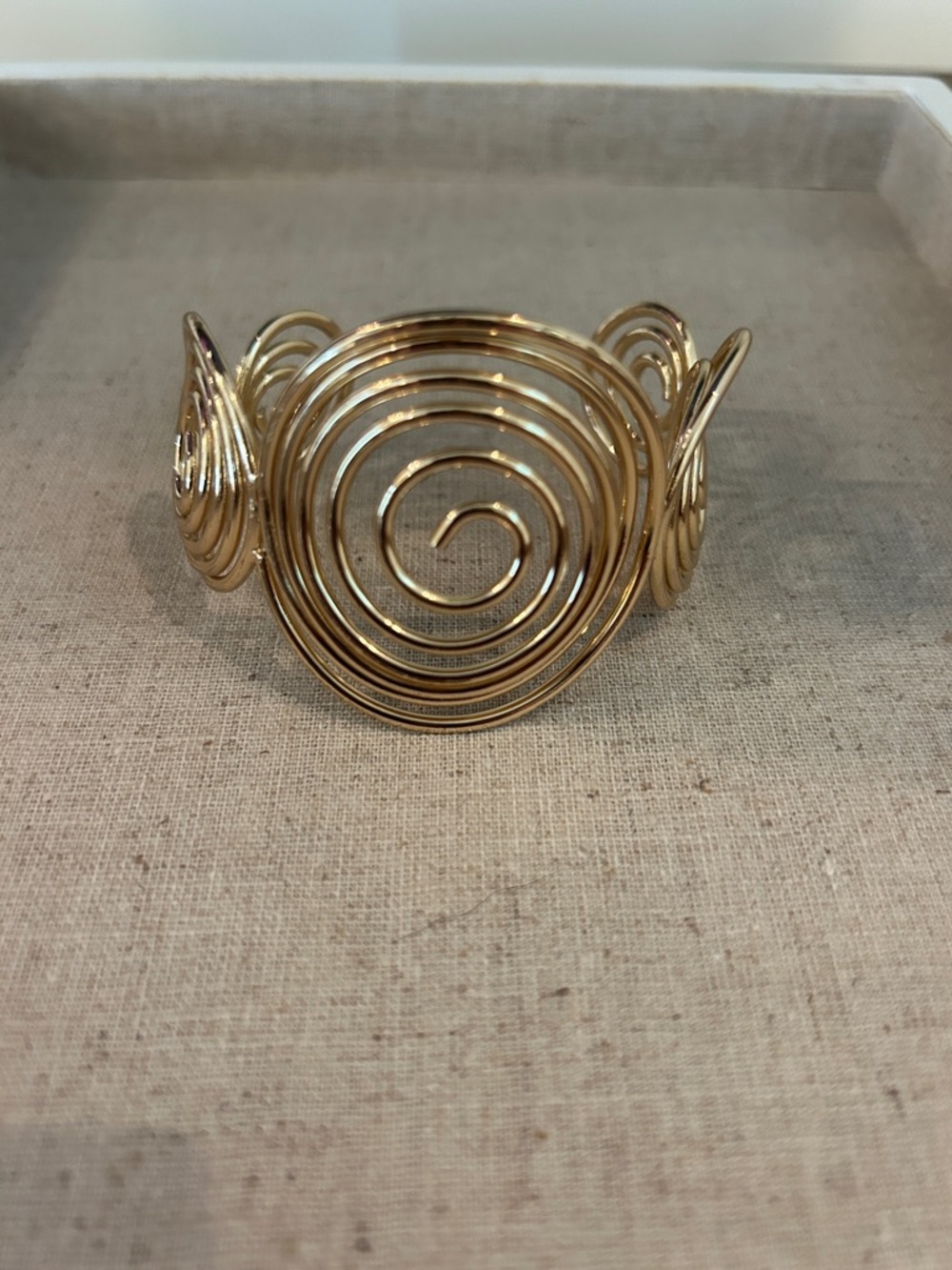 Gold Spiral Wire Cuff Bracelet - Women Jewelry